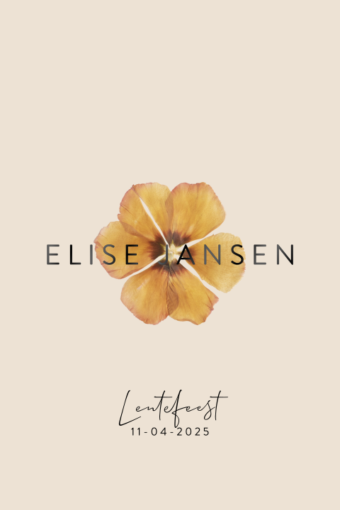 Uitnodiging voor lentefeest met bloem, zwartfolie en ronde hoekjes