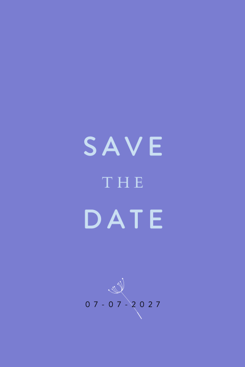 Save the Date kaart met ronde hoeken en paardenbloem