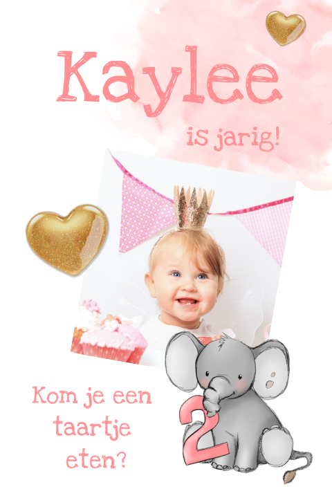 Illustratief verjaardagskaartje met olifant