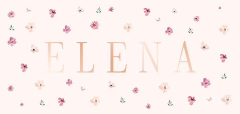 Lief geboortekaartje met bloemen en roségoudfolie