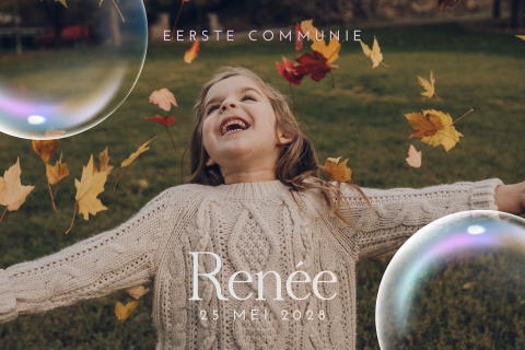Communiekaart met foto, holografische folie en bubbels