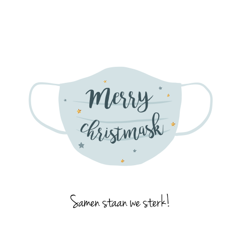 Zakelijke kerstkaart met blauw masker en sterren