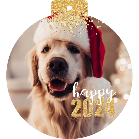 Hippe kerstkaart in de vorm van een kerstbal met glitters
