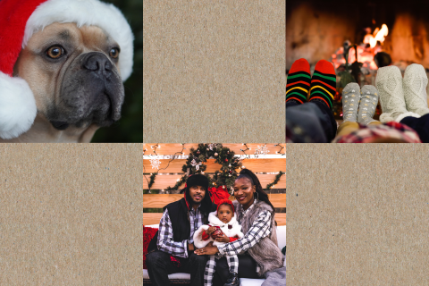 Kraft-look kerstkaart zelf maken met drie foto's