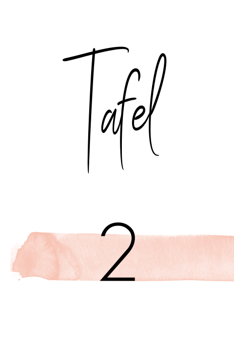 Stijlvolle tafelkaart met rose watercolour