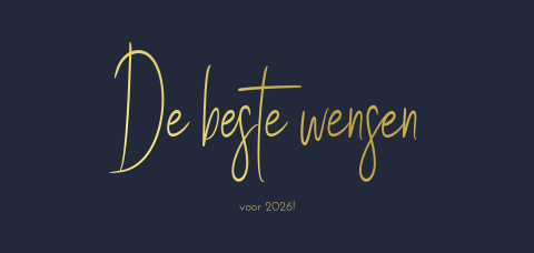 Goudfolie nieuwjaarskaart met wensen in goudfolie