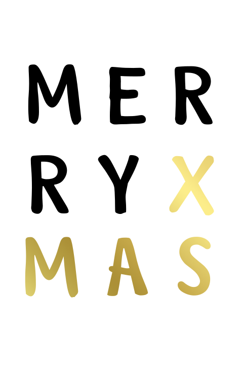 Goudfolie kerstkaart zelf maken staand met typografie