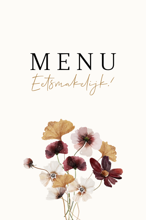 Menukaart trouwen met veldbloemen