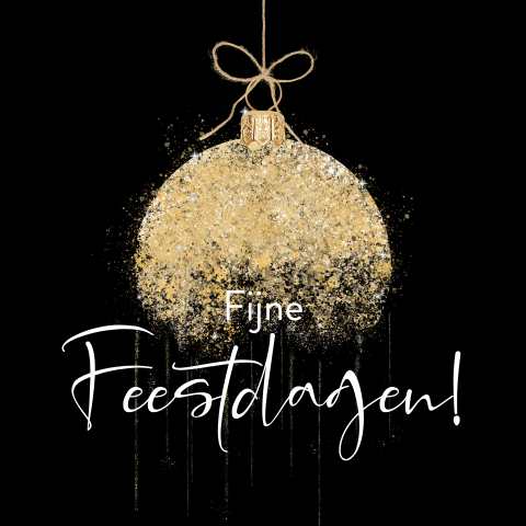 Zakelijke kerstkaart gouden kerstbal sterrenstof