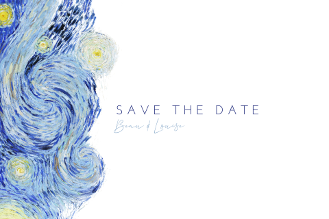 Save the date kaart met sterrennacht schilderij