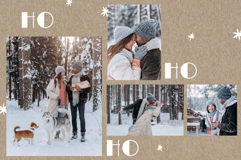 Kerstkaart in kraft-look met leuke tekst en foto's