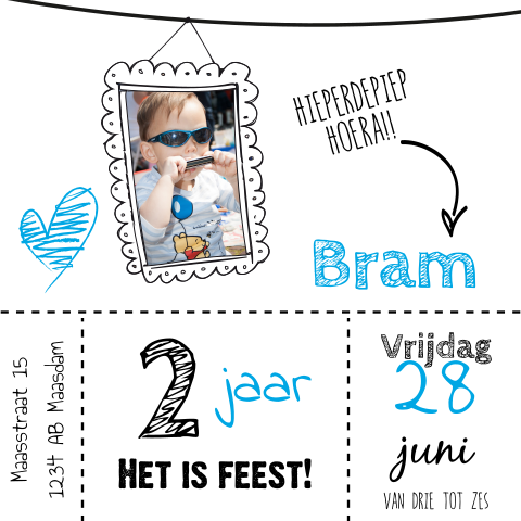 Hippe uitnodiging zoontje van 2