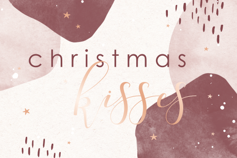 Stijlvolle kerstkaart met vlekken en sterretjes van roségoudfolie