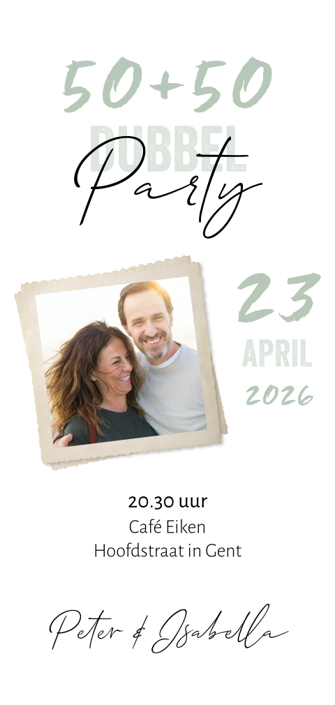 Dubbele verjaardag uitnodiging met foto I langwerpig
