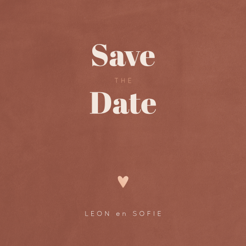 Roségoudfolie save the date kaart met hartje op velvet-look