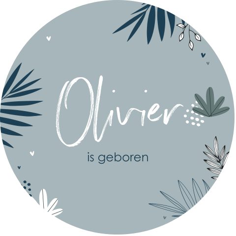Raamsticker in blauw met bladeren 80x80 cm