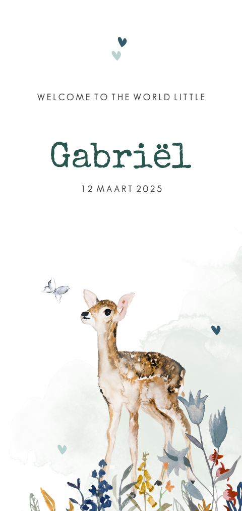 Adventure geboortekaartje met hertje