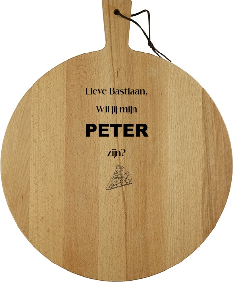 Ronde borrelplank voor peter vragen met pizzapunt