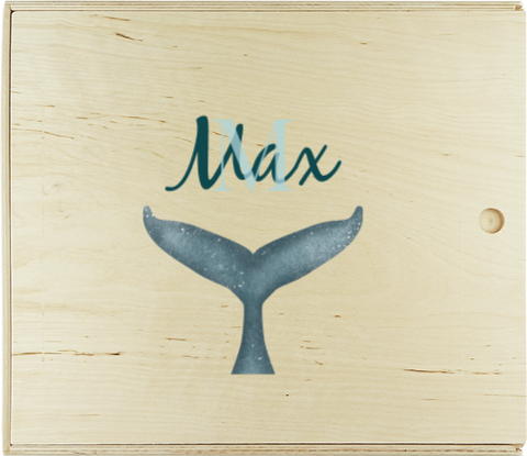 Houten presentatie doos met walvis start