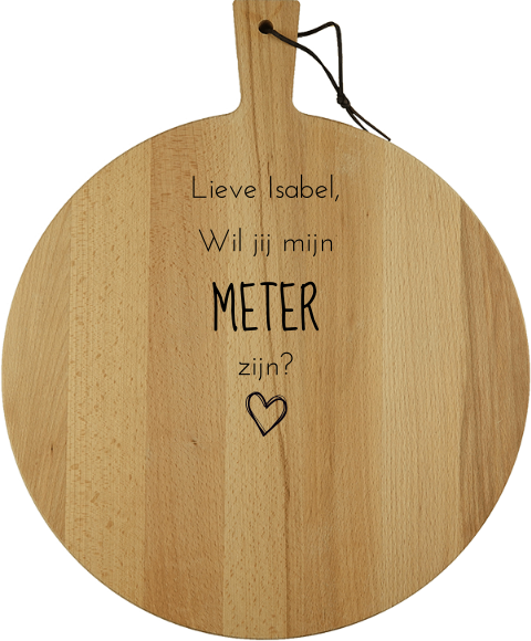 Ronde borrelplank voor vragen Meter met hartje