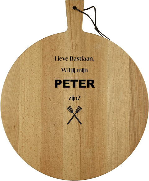 Ronde borrelplank voor peter vragen met spatels