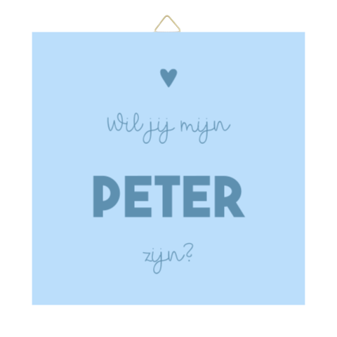 Tegeltje in het blauw voor een peter