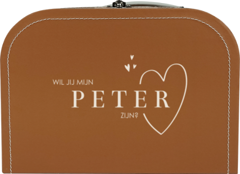 Karamelkleurig koffertje met minimalistisch design en hartjes