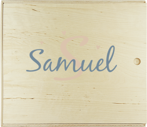 Houten presentatie doos met naam en hartjes