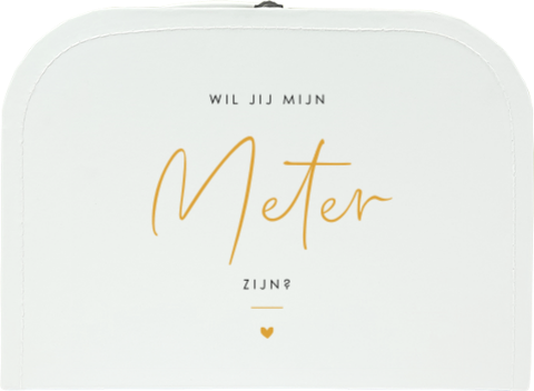 Eenvoudig, wit koffertje met minimalistische tekst en een hartje