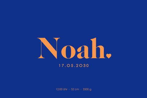 Colorblocking Dankeskarte in orange und blau mit runden Ecken