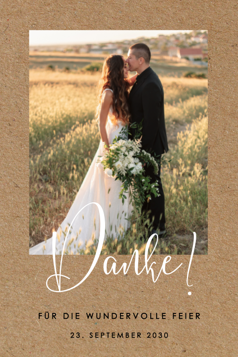 Gewählte Dankeskarte Hochzeit mit Foto und Kraftlook