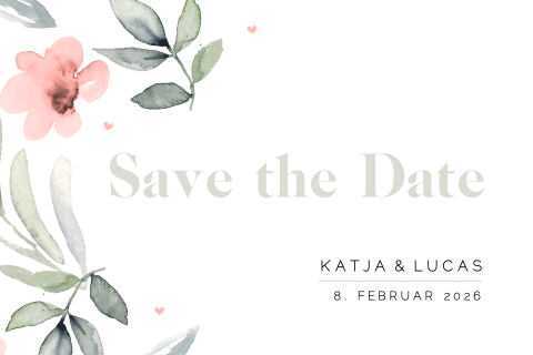 Save the Date-Karte mit rosa Blümchen