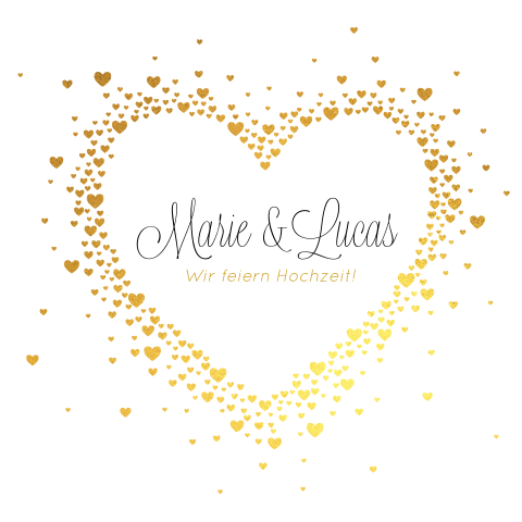 Romantische Hochzeitskarte mit Herz im Goldlook