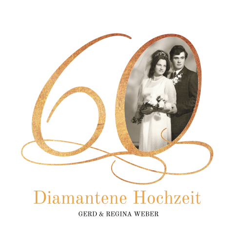 Einladung zur diamantenen Hochzeit mit Foto und 60