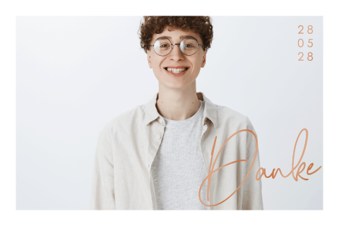 Dankeskarte zur Jugendweihe mit großem Foto und Hochglanzschrift