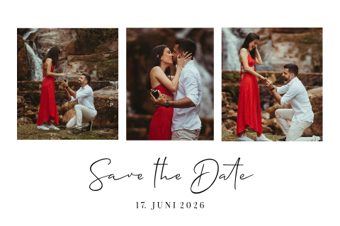 Moderne Save the Date Karte mit drei Fotos