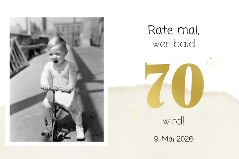 Einladung zum 70 Geburtstag mit Pastellfarben und Goldfolie