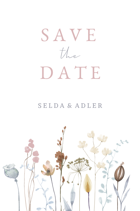 Save the Date Karte mit getrockneten Blumen