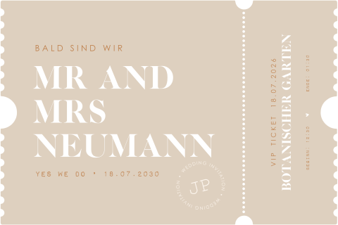 Originelle Hochzeitseinladung in Ticketform