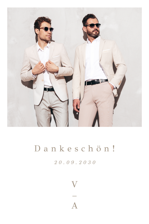 Moderne Dankeskarte mit Foto und Initialen
