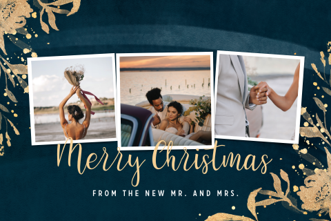 Weihnachtliche Dankeskarte Hochzeit mit Fotos