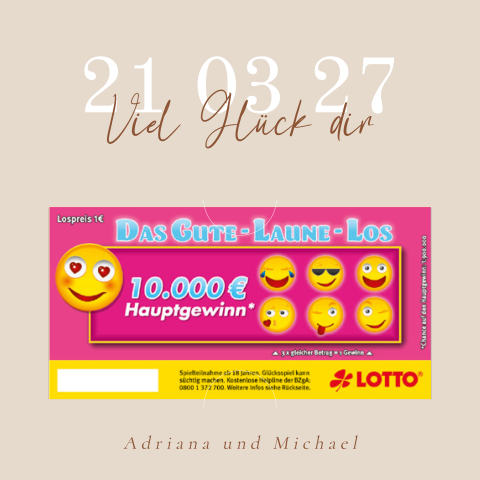 Sandfarbenen Lotterieticket mit Herz und Foto