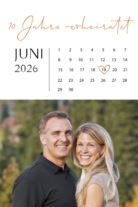 Einladung zum 10-jährigen Jubiläum mit Kalender und Foto