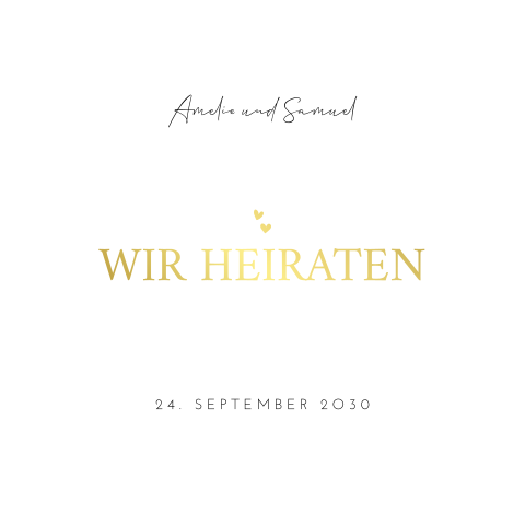 Quadratische Hochzeitseinladung mit Goldfolie