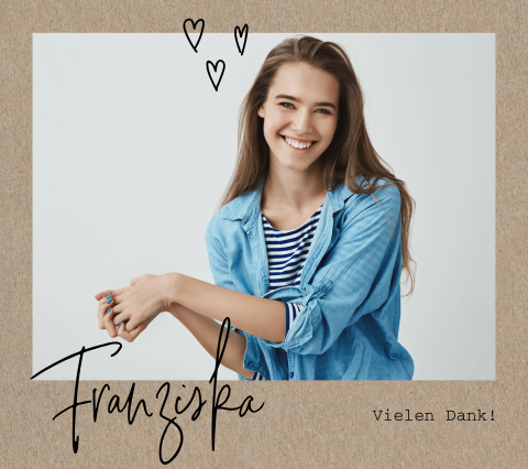 Dankeskarte Jugendweihe im Kraft-Polaroid  mit Foto und Herzen