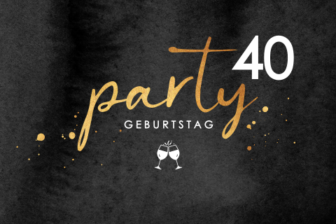 Sehr schicke Einladung zum 40. Geburtstag mit goldenen Elementen