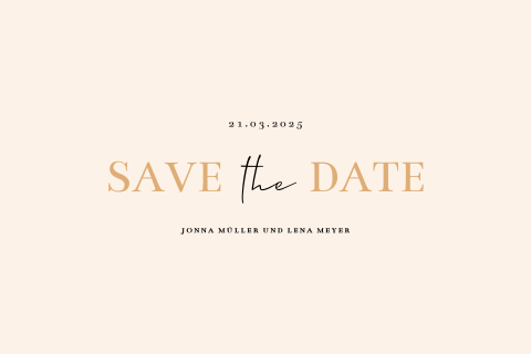 Minimalistische Save the Date-Karte im Sandton
