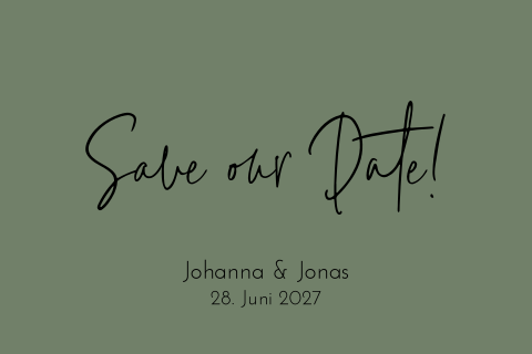 Modern Save the Date Karte mit großem Foto und geschwungener Schrift