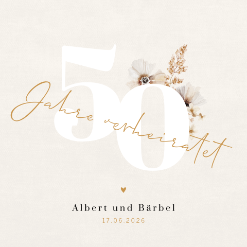 Stilvolle Einladung zur goldenen Hochzeit mit Veilchen