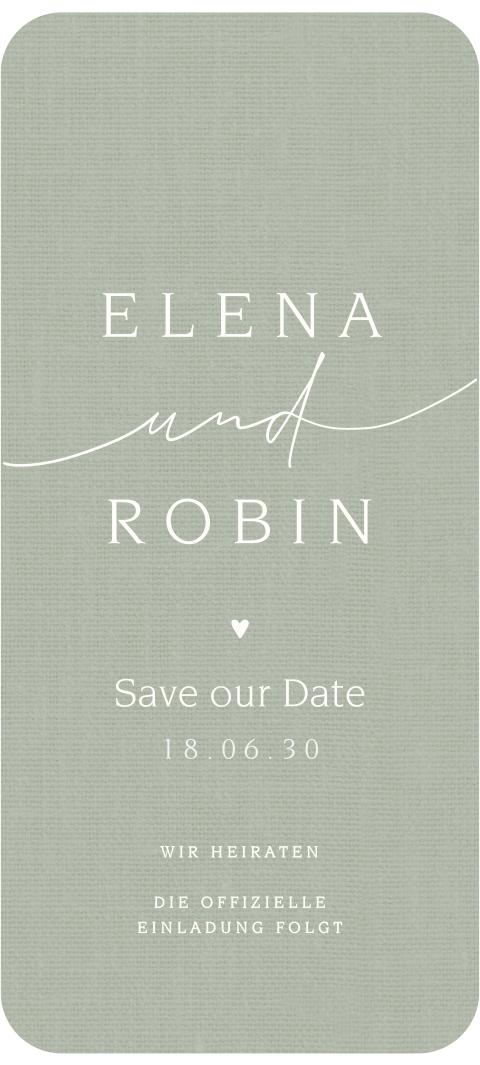 Save the Date Hochzeit Digital - Grüne Minimalistische Typografie